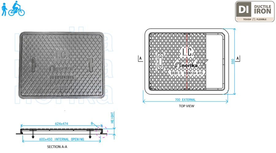 Ductile Iron Light Duty Inspection Manhole Cover & Frame (Grade A15)