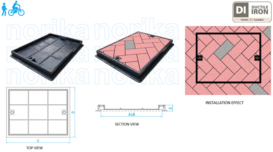 Ductile Iron Light Duty Recessed Inspection Cover & Frame (Grade A15)