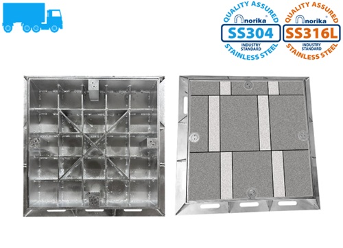 Stainless Steel Heavy Duty Recessed Manhole Cover & Frame (Grade D400)
