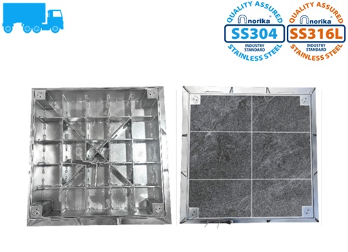 Stainless Steel Heavy Duty Airtight & Watertight Recessed Cover & Frame (Grade D400)