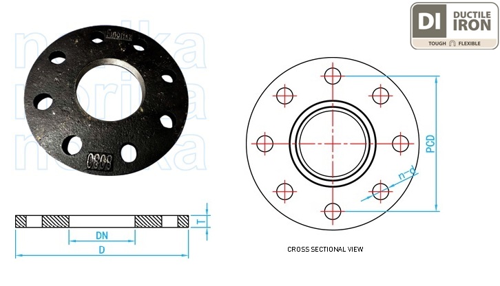 Heavy Duty Ductile Iron SOFF (Slip-On Flat Face) Flange PN16