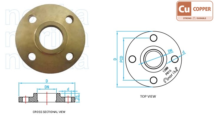 Bronze SORF (Slip-On Raised Face)  Flange  BS 4504 PN16