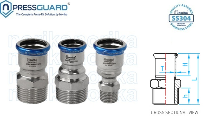 Stainless Steel 304 Press Fit MI Adaptor