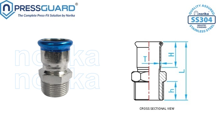 Stainless Steel 304 Press Fit MI Adaptor