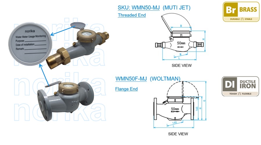 Multi Jet Dry Dial Cold Water Meter (R80)