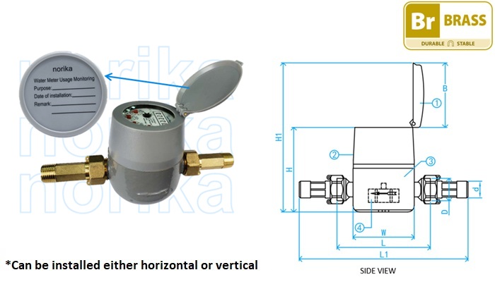 Single Jet Dry Dial Cold Water Meter Rotatable (R160)
