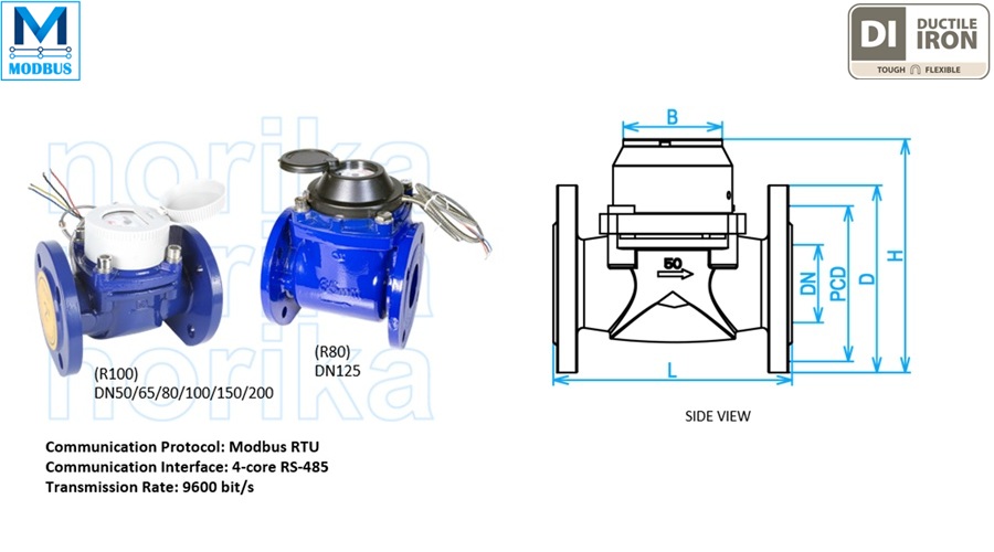 Multi Jet / Woltman Dry Dial Photoelectric Direct Reading Water Meter (R100 / R80)