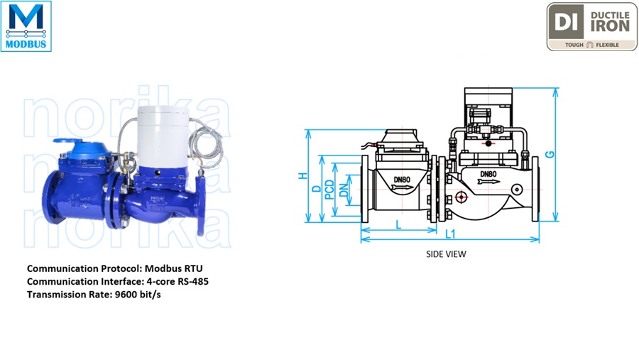 Multi Jet / Woltman Dry Dial Photoelectric Direct Reading Water Meter With Valve  Controlled (R100)