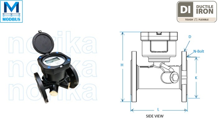 MODBUS RTU Ultrasonic Water Meter (Flanged End) (R250)