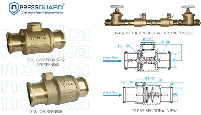 Press-Fit Brass CR Spring Check Valve With Inspection Hole